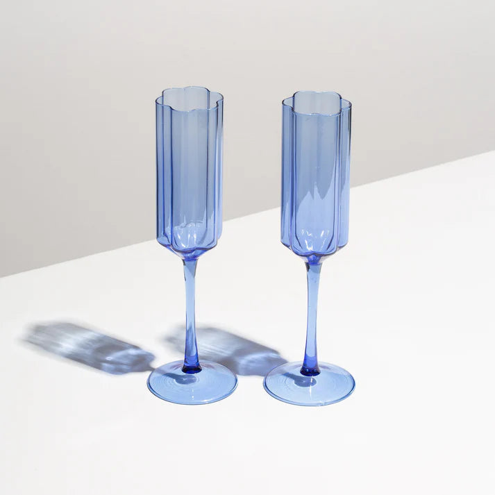 Wave Flutes (set of 2) Drinkware Fazeek Blue 