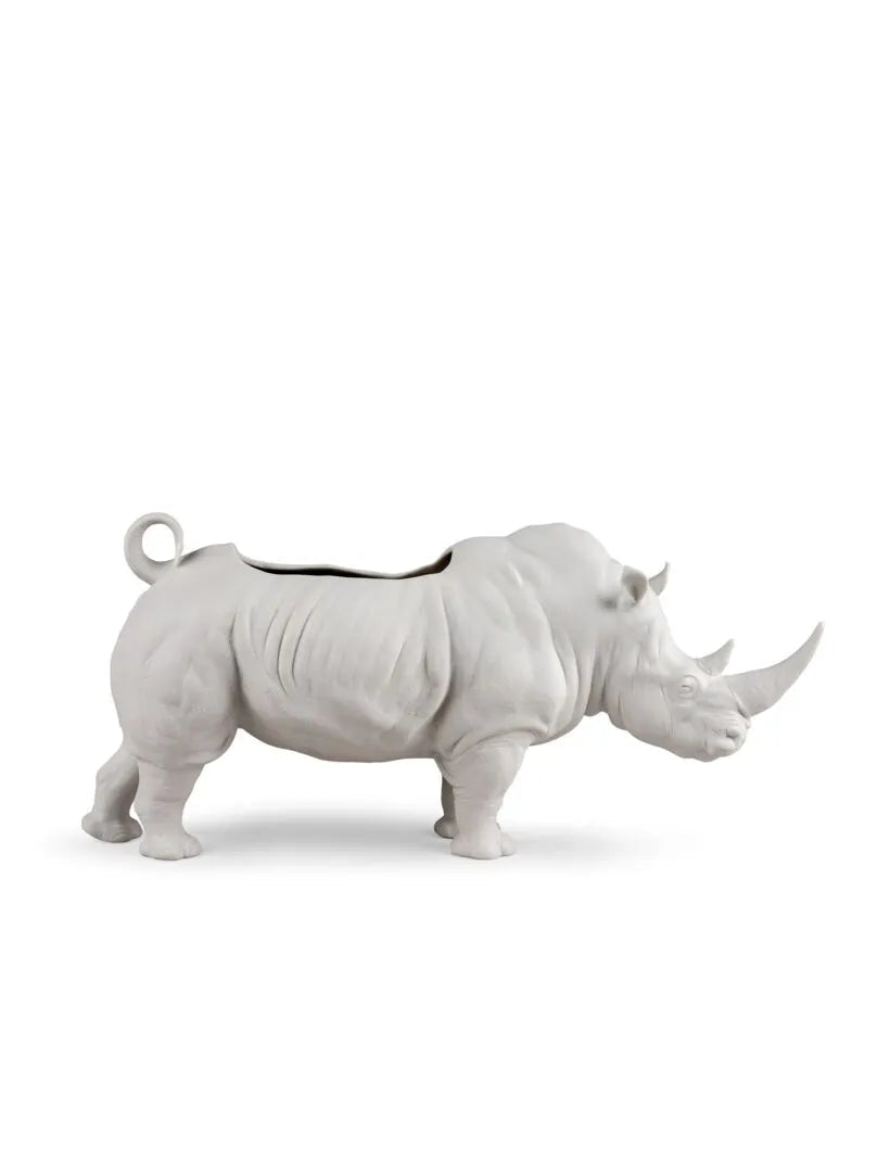 Rhino Garden Figurine Matte White Home Accessories Lladro 