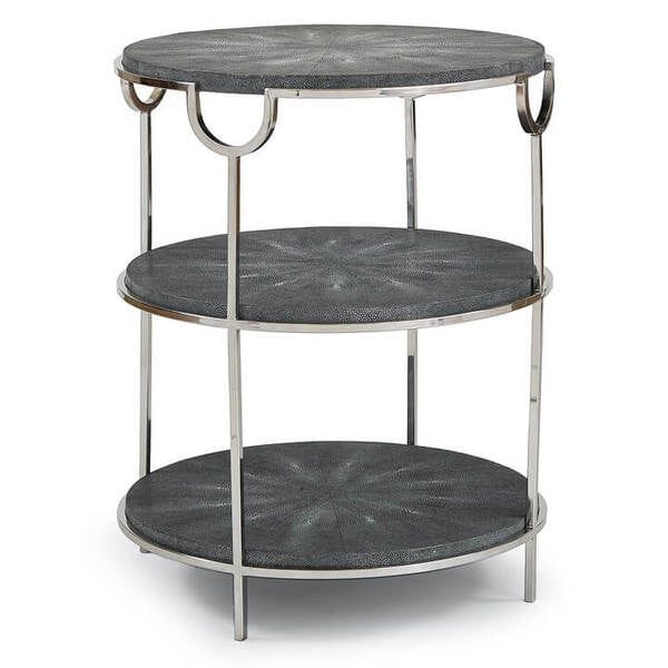 Vogue Shagreen Side Table Charcoal FURNITURE Regina Andrew 