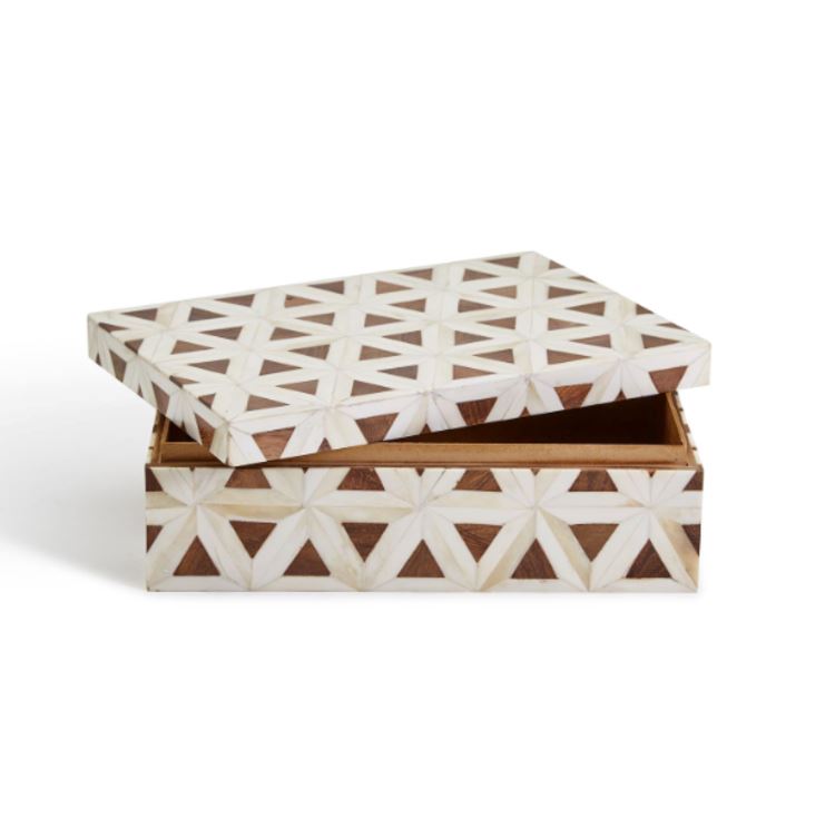 Triangle Patterned Bone Box Decor Two's Company 