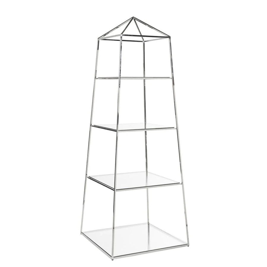 Nickel Iron Glass Obelisk Etagere FURNITURE Worlds Away 