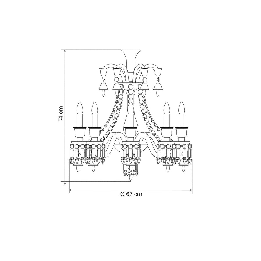 Zenith Black Chadelier Lighting Baccarat 8L 