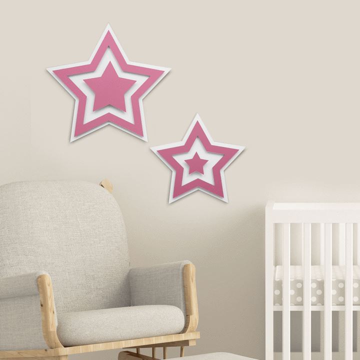 Stars Set of 2 Pink WALL ART 4Art Works 