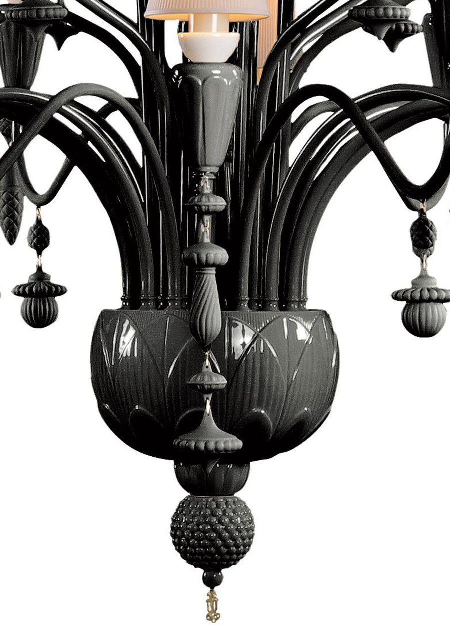 Ivy and Seed 32 Lights Chandelier. Large Model. Absolute Black Lighting Lladro 