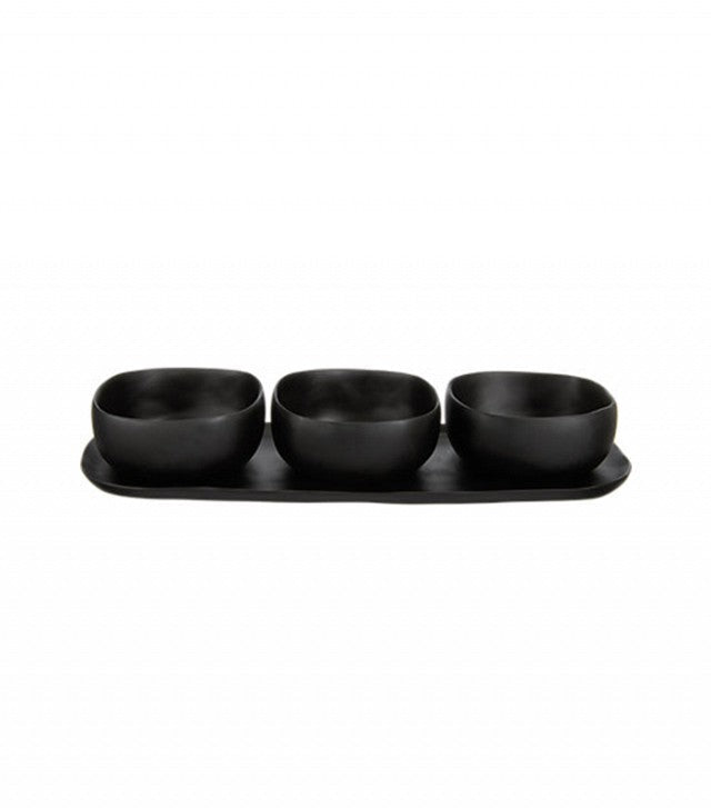 Trio of Bowls On Dish Set TRAYS Tina Frey Grey/Black 